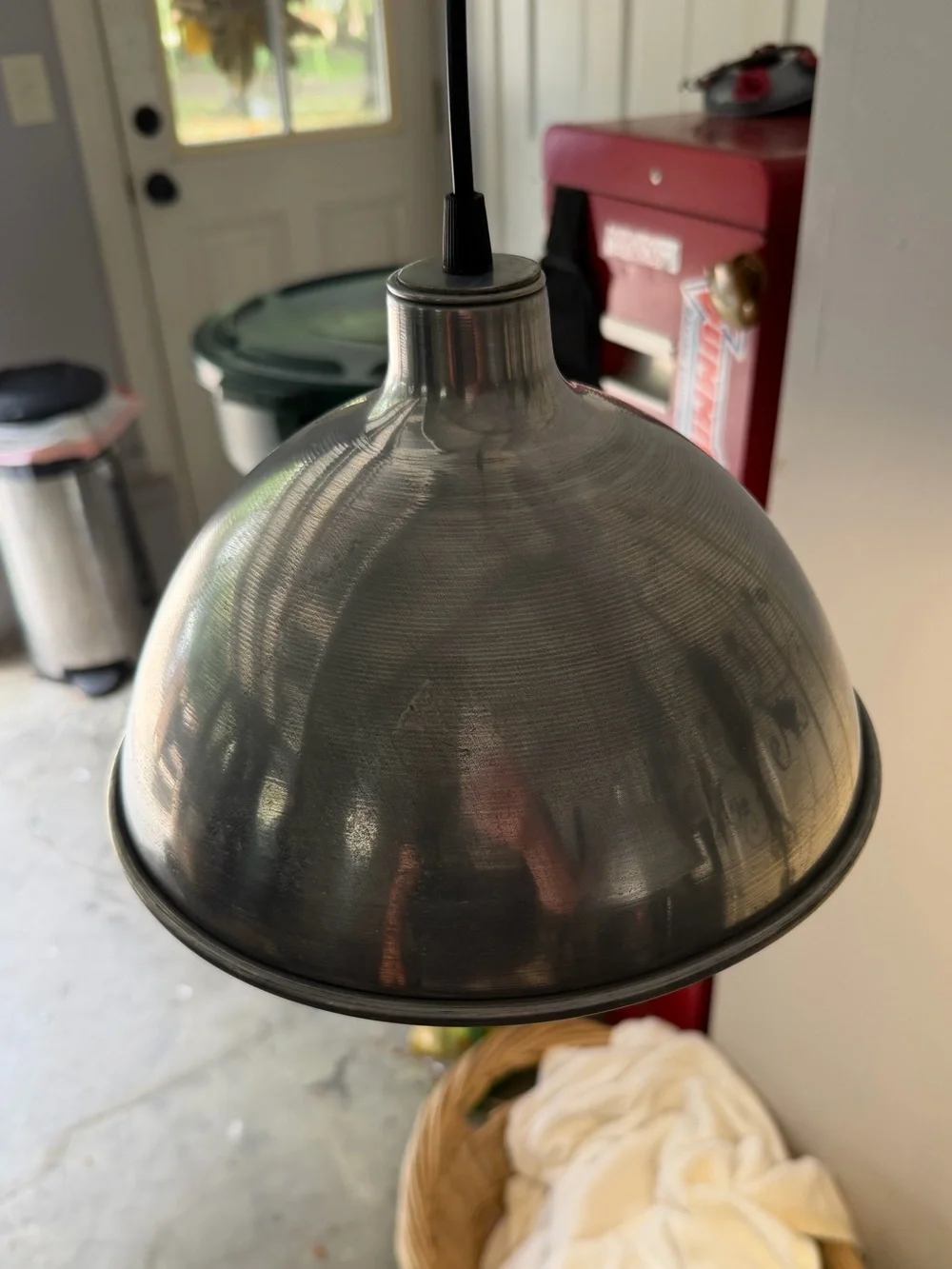Pair of Industrial Silver Metal Dome Plug-in Pendant Light 16’ cord